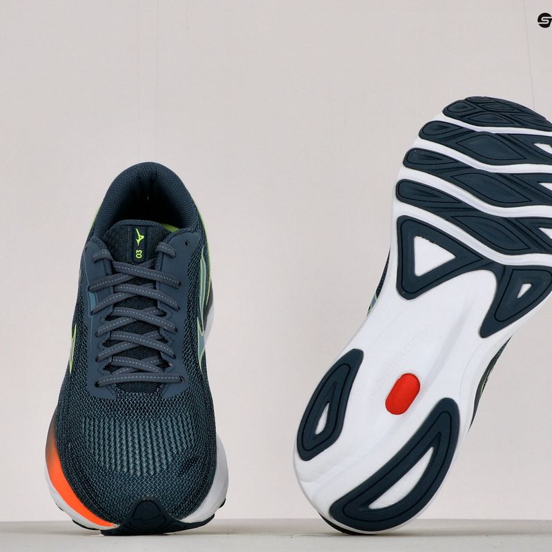 Buty do biegania męskie Mizuno Wave Skyrise 3 smoke blue/ neo lime/ neon flame 17