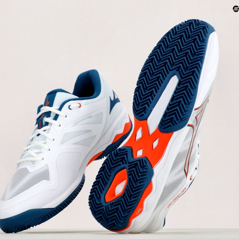 Buty do tenisa męskie Mizuno Wave Exceed Light CC white/cherry tomato/moroccan blue 14