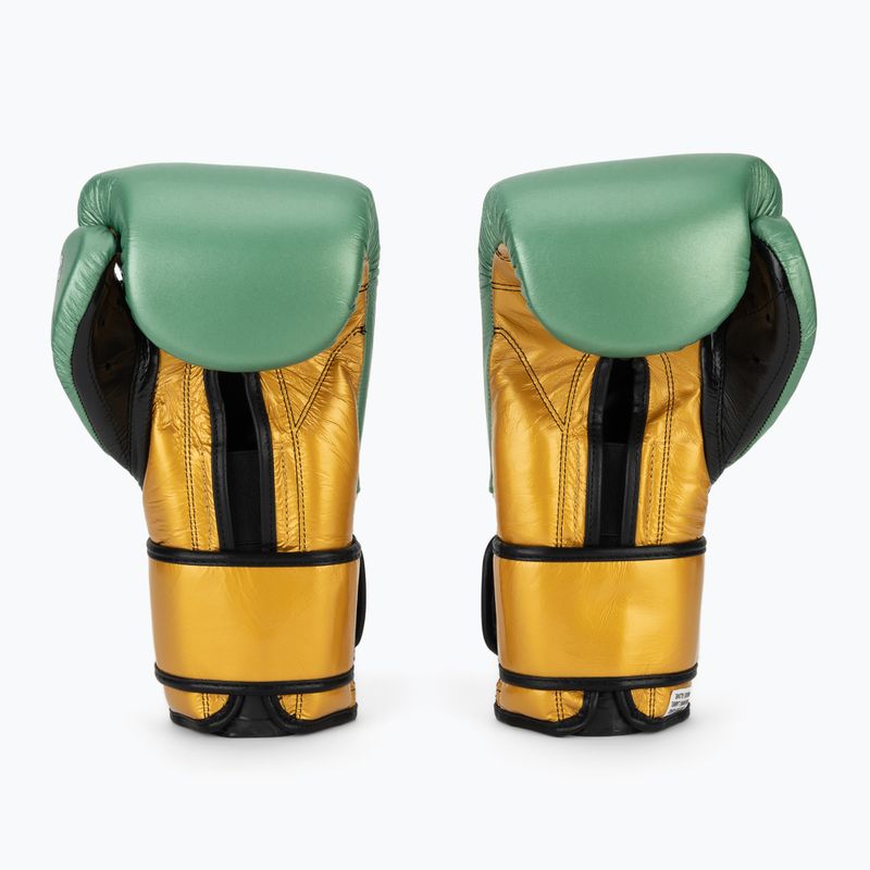 Rękawice bokserskie Cleto Reyes Velcro Sparring metalic green/gold wbc 3