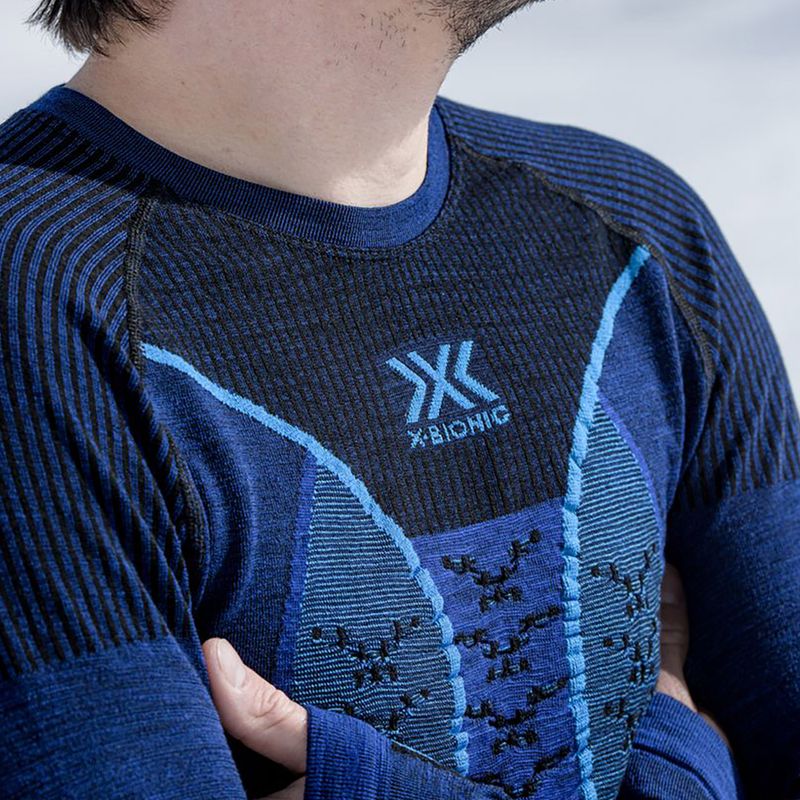 Bluza termoaktywna męska X-Bionic Merino dark ocean/sky blue 6