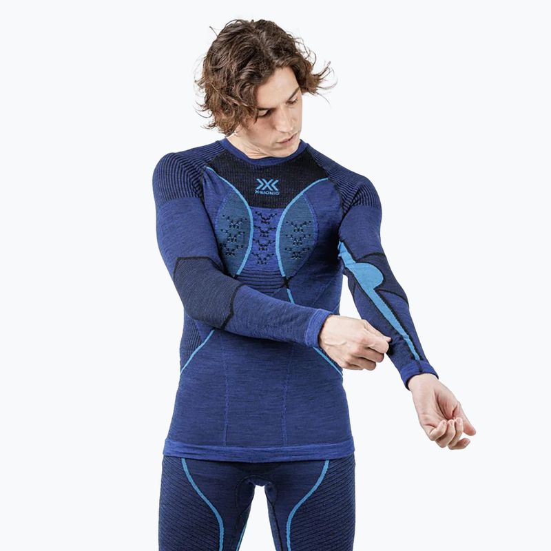 Longsleeve termoaktywny męski X-Bionic Merino dark ocean/sky blue