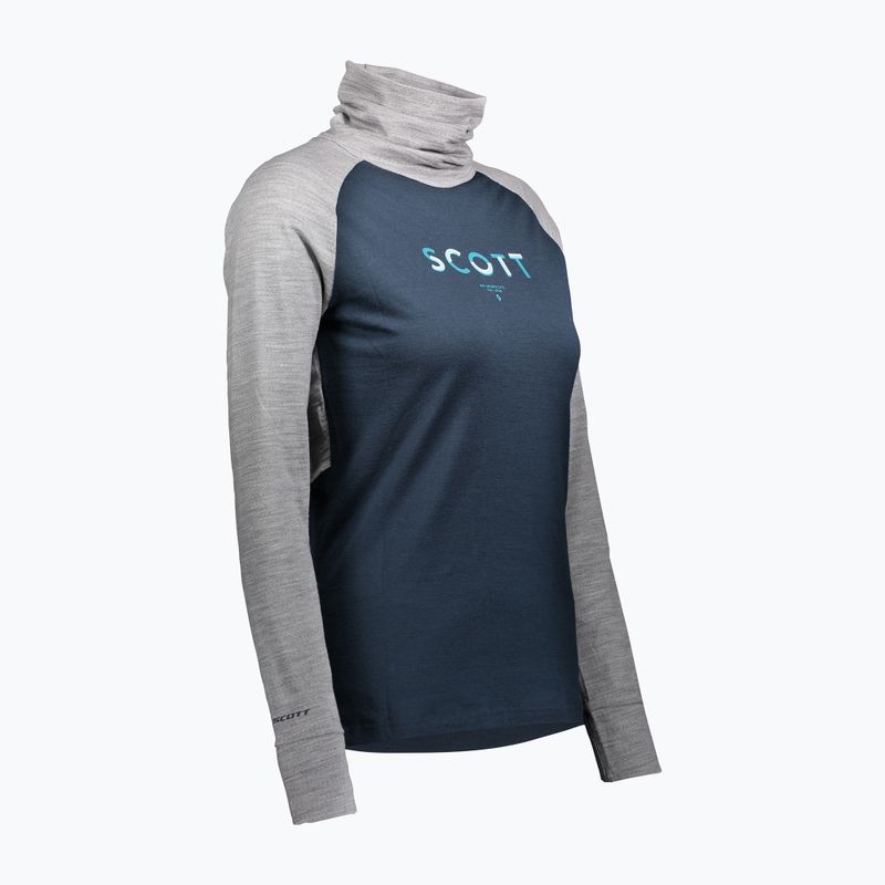 Bluza termoaktywna damska SCOTT Defend Merino High Neck light grey melange/dark blue 3