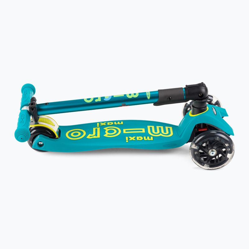 Hulajnoga trójkołowa dziecięca Micro Maxi Deluxe Foldable LED petrol green 4