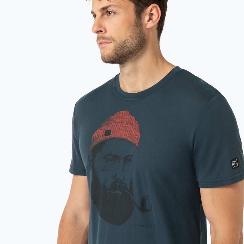 Koszulka męska super.natural Sailor Tee blueberry/jet black/high risk red 2
