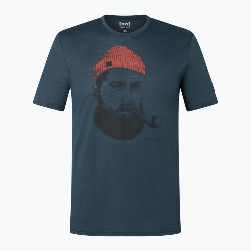Koszulka męska super.natural Sailor Tee blueberry/jet black/high risk red 3