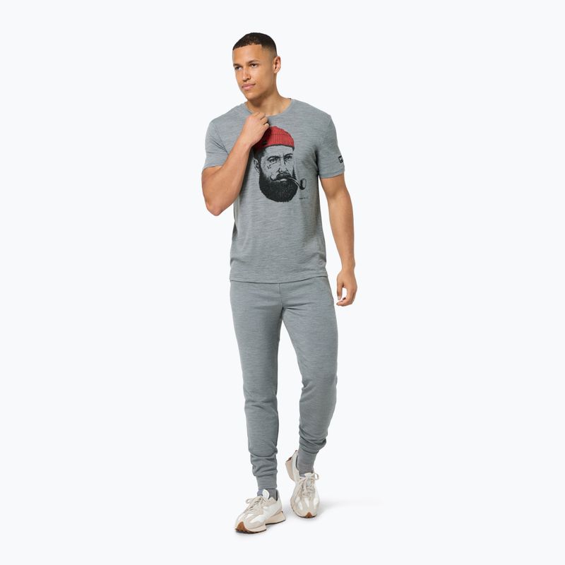Koszulka męska super.natural Sailor Tee cashmere grey mel/jet black /high risk red 2