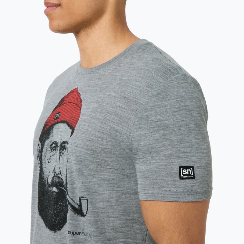 Koszulka męska super.natural Sailor Tee cashmere grey mel/jet black /high risk red 3