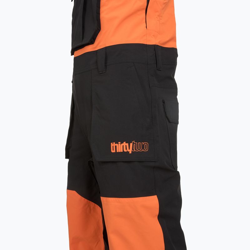 Spodnie snowboardowe męskie ThirtyTwo Basement Bib black/orange 3