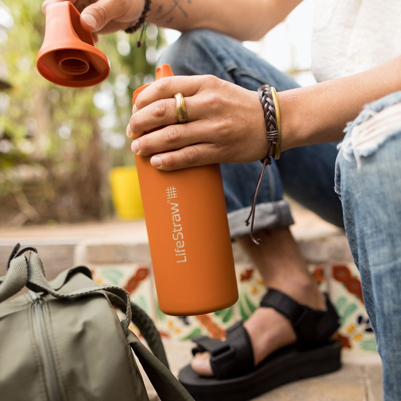 Butelka turystyczna Lifestraw Go 2.0 Steel z filtrem 700 ml kyoto orange 7