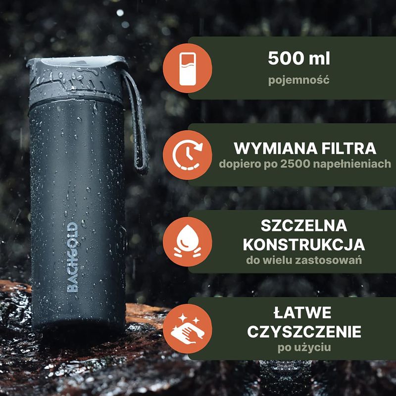 Butelka turystyczna z filtrem Bachgold Selfpress Waterfilter 500 ml biały 3
