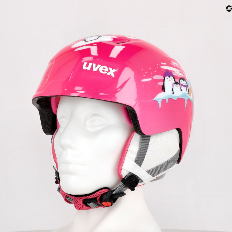 Kask narciarski dziecięcy UVEX Manic pink penguin 11