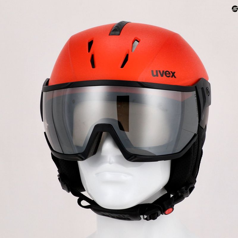 Kask narciarski UVEX Instinct Visor fierce red/black matt/mirror silver/smoke 17