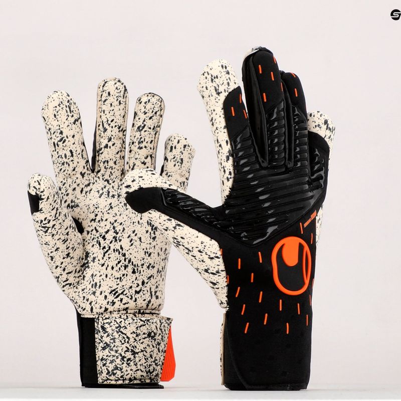 Rękawice bramkarskie uhlsport Speed Contact Supergrip+ czarne/białe/neonowe pomarańczowe 8