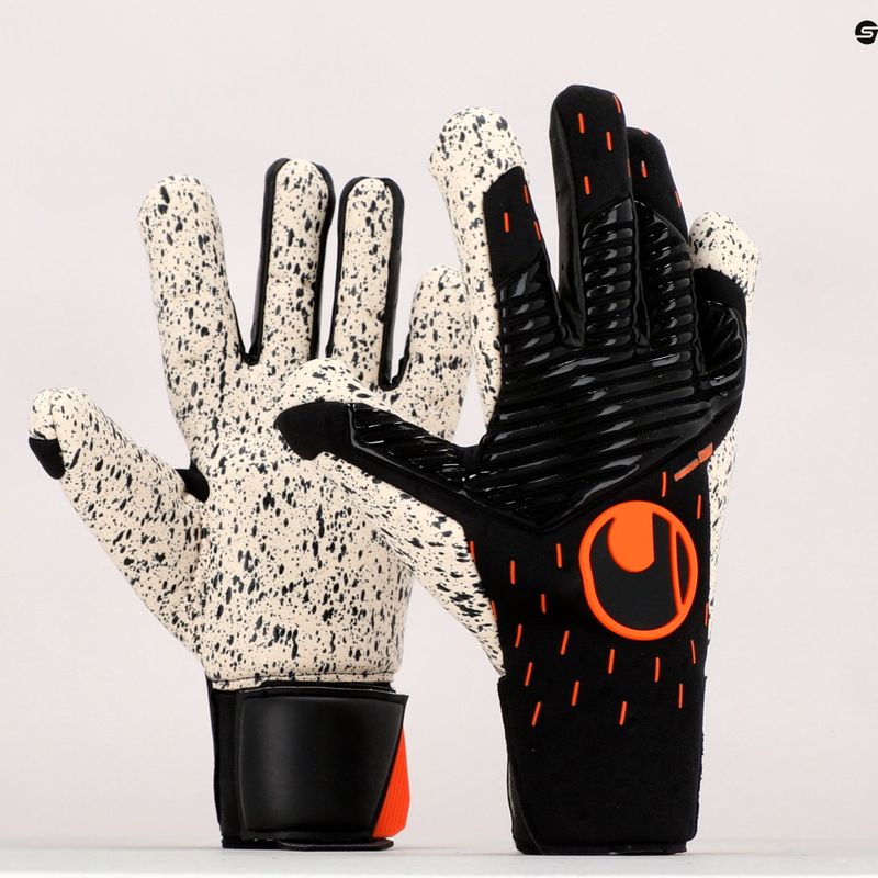 Rękawice bramkarskie uhlsport Speed Contact Supergrip+ Hn czarne/białe/neonowe pomarańczowe 9