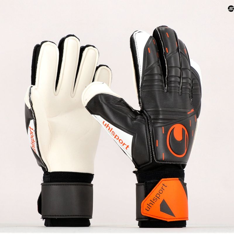 Rękawice bramkarskie uhlsport Speed Contact Soft Flex Frame czarne/białe/neonowe pomarańczowe 9