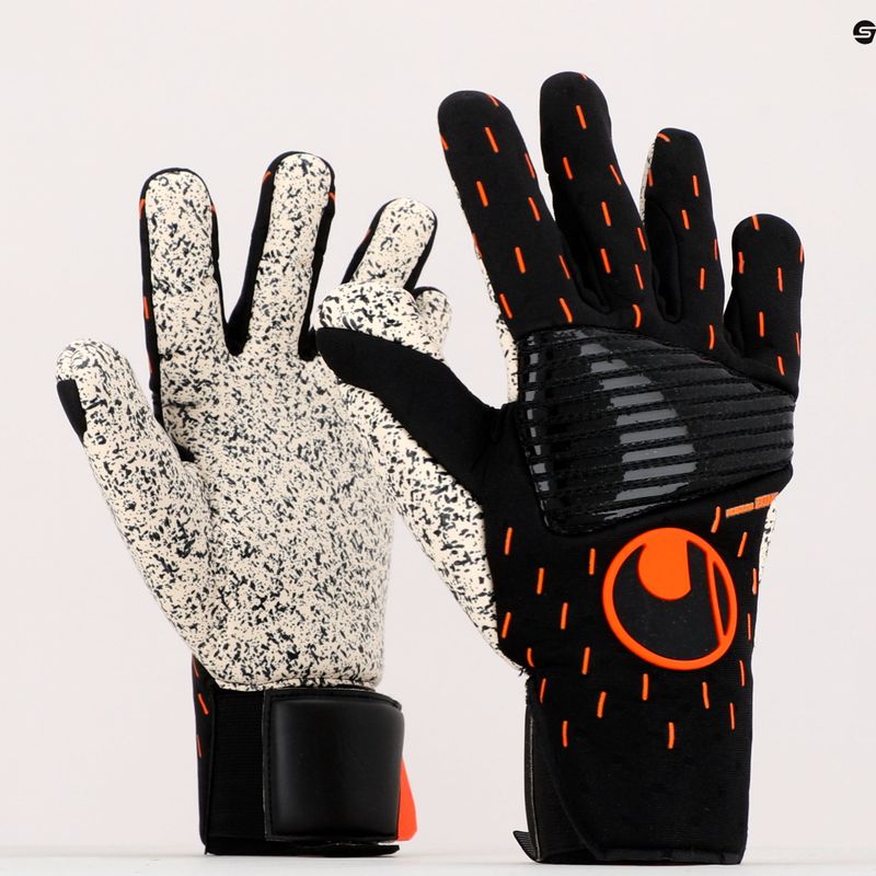 Rękawice bramkarskie uhlsport Speed Contact Supergrip+ Reflex czarne/białe/neonowe pomarańczowe 9