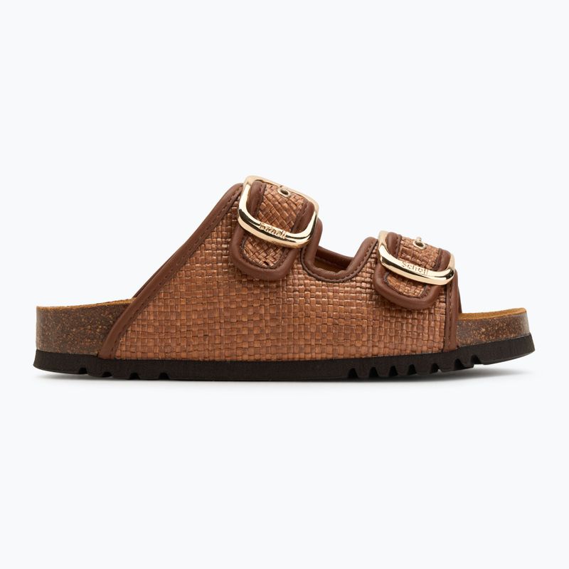 Klapki damskie Scholl Noelle Raffia cognac 2