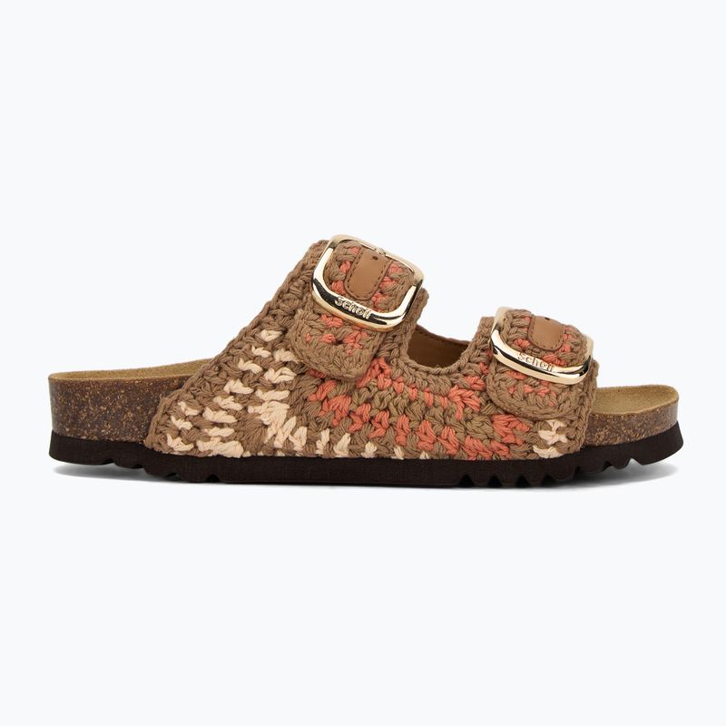 Klapki damskie Scholl Noelle Crochet bude/light brown/cognac 2