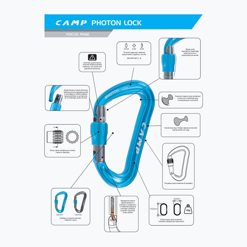 Karabinek wspinaczkowy CAMP Photon Lock blue 4