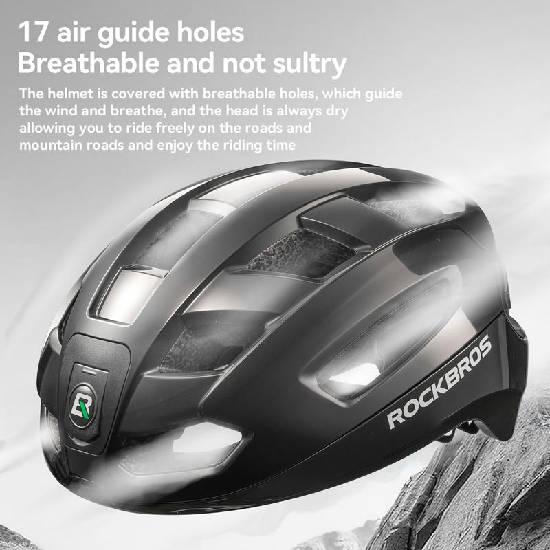 Kask rowerowy Rockbros 100036001 With Remote Control and Warning Light black 2