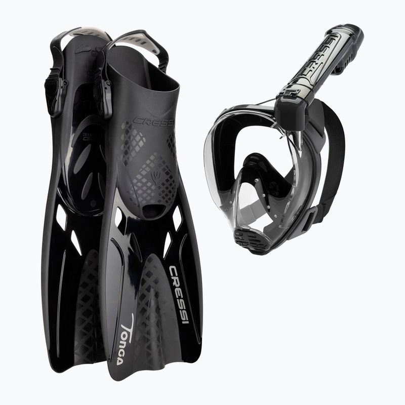 Zestaw do nurkowania Cressi Baron + Tonga black/black/black