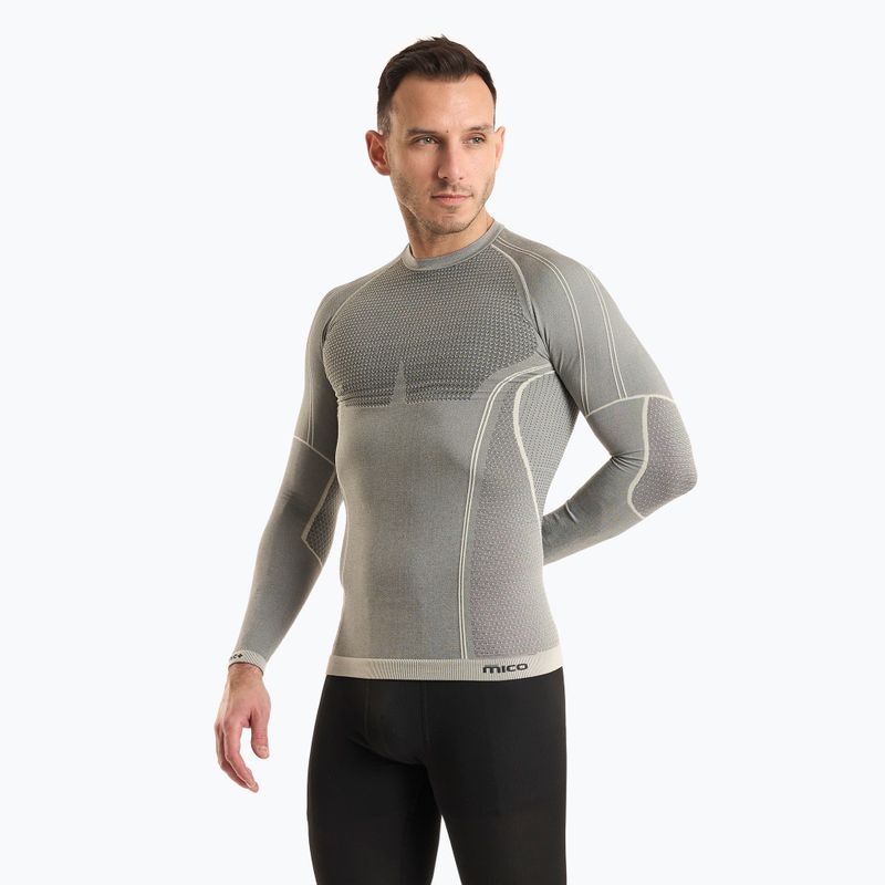 Bluza termoaktywna męska Mico Odor Zero Round Neck grigio