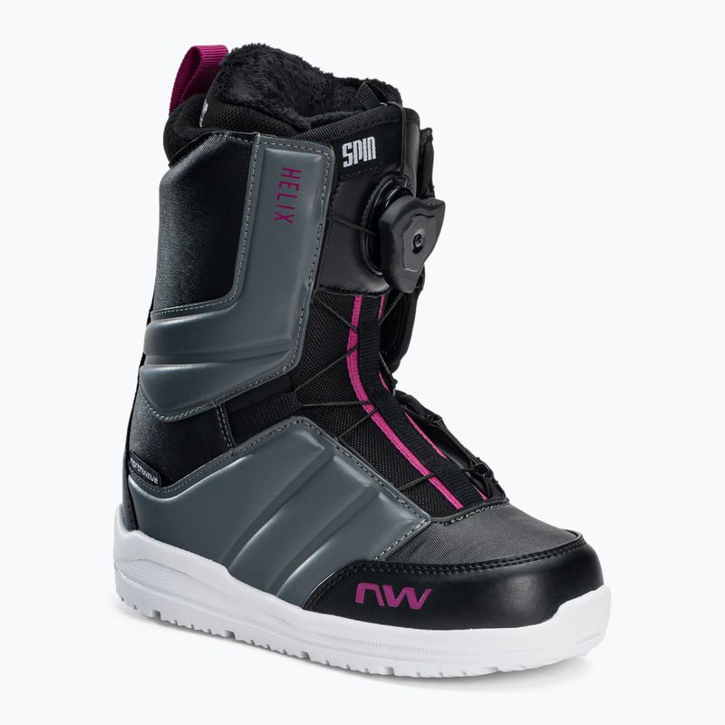 Buty snowboardowe damskie Northwave Helix Spin W black/dark grey