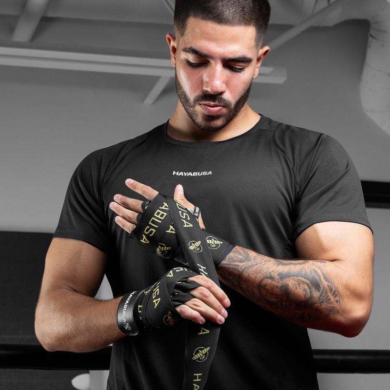 Bandaże bokserskie Hayabusa Premium Jacquard Handwraps 450 cm black/gold 5