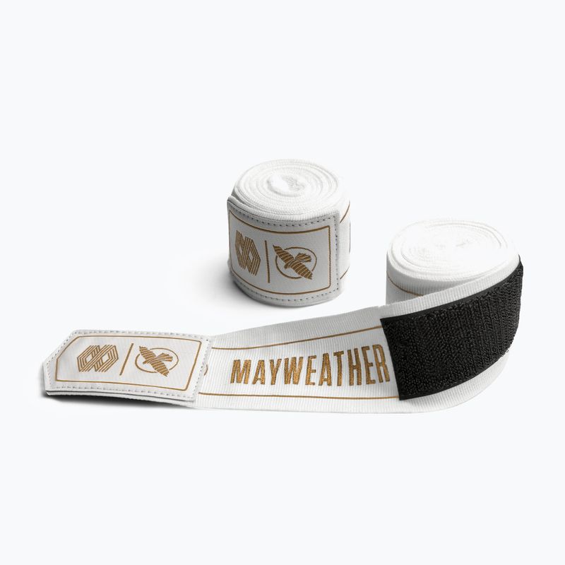 Owijki bokserskie Hayabusa Mayweather Stretch Hand Wraps 450 cm white/gold 2