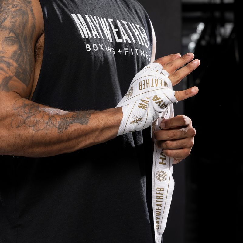 Owijki bokserskie Hayabusa Mayweather Stretch Hand Wraps 450 cm white/gold 5