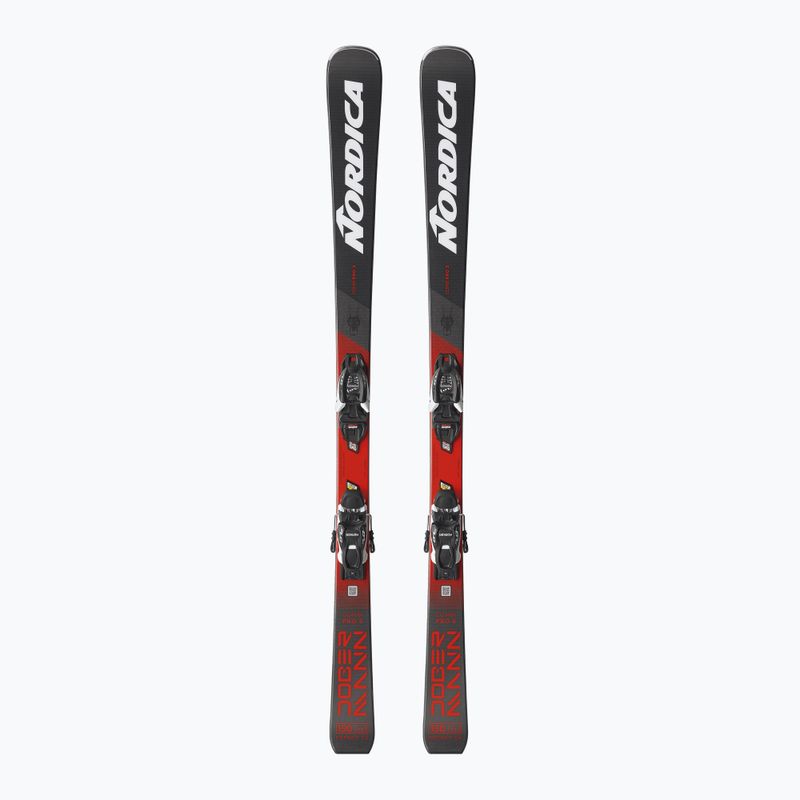 Narty zjazdowe dziecięce Nordica Doberman Combi Pro S + wiązania J7.0 FDT anthrazite/red