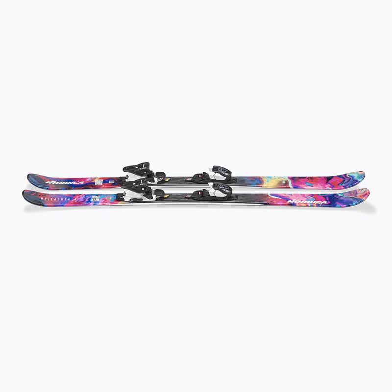 Narty zjazdowe dziecięce Nordica Unleashed JR + wiązania J7.0 FDT rainbow 5