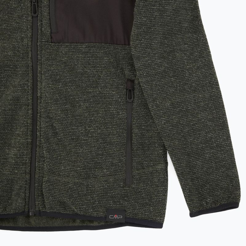 Bluza polarowa męska CMP 35H3907 Melange Knitted forest melange/nero/ferrari 3