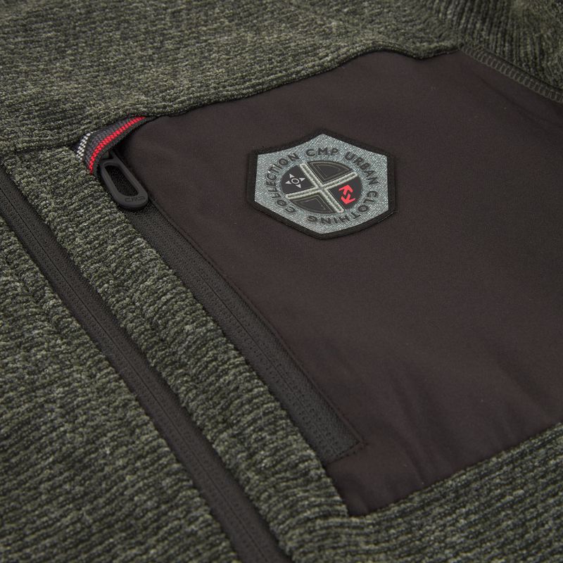 Bluza polarowa męska CMP 35H3907 Melange Knitted forest melange/nero/ferrari 4