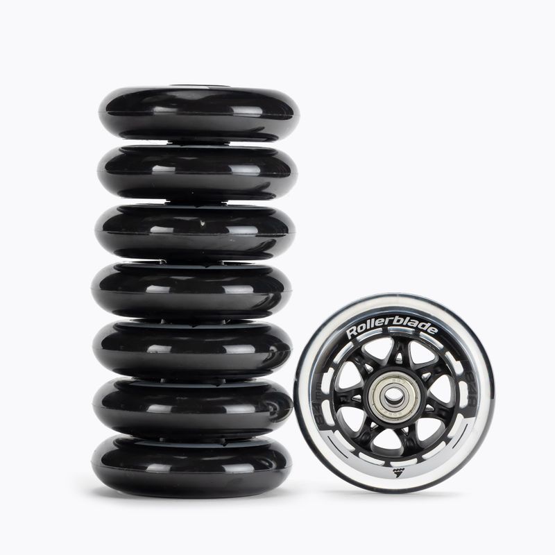 Kółka do rolek z łożyskami Rollerblade 84 mm/80A + SG7 + 8 mm 8 szt. black