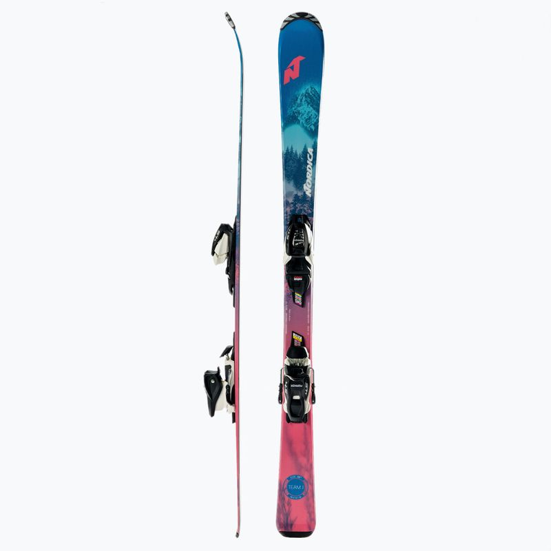 Narty zjazdowe dziecięce Nordica Team J + wiązania J4.5 FDT blue/white 2