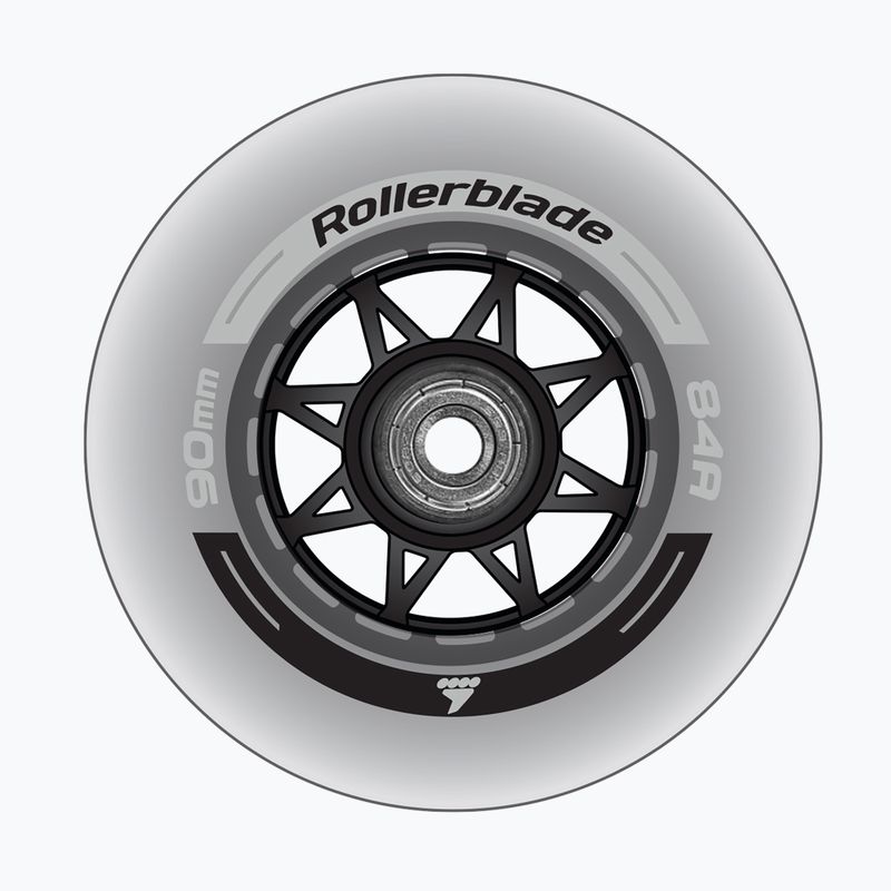 Kółka do rolek z łożyskami Rollerblade Wheels XT 90 mm/84A + SG9 8 szt. clear