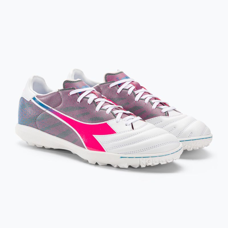 Buty piłkarskie męskie Diadora Brasil Elite Veloce GR TFR white/pink fluo/blue fluo 4