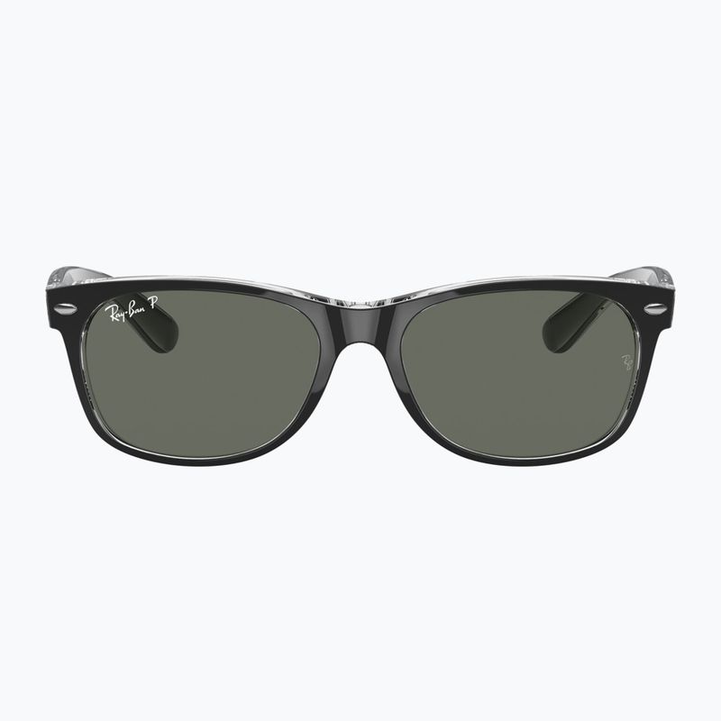 Okulary przeciwsłoneczne Ray-Ban New Wayfarer Classic matt black transparent/green g-15 2