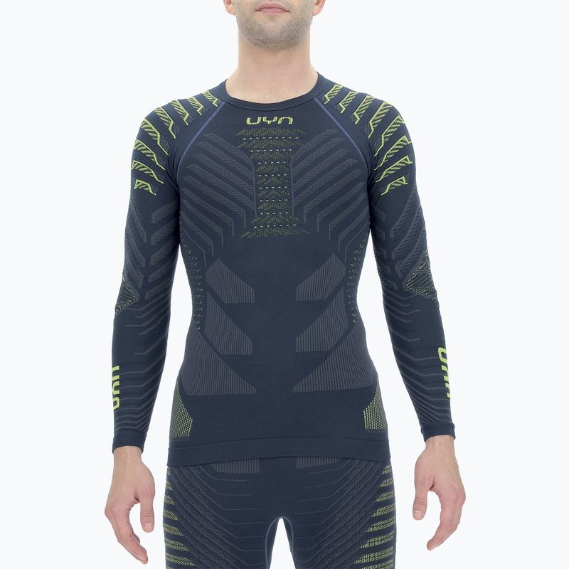 Longsleeve termoaktywny męski UYN Resilyon UW Shirt Round Neck dark blue/yellow 6