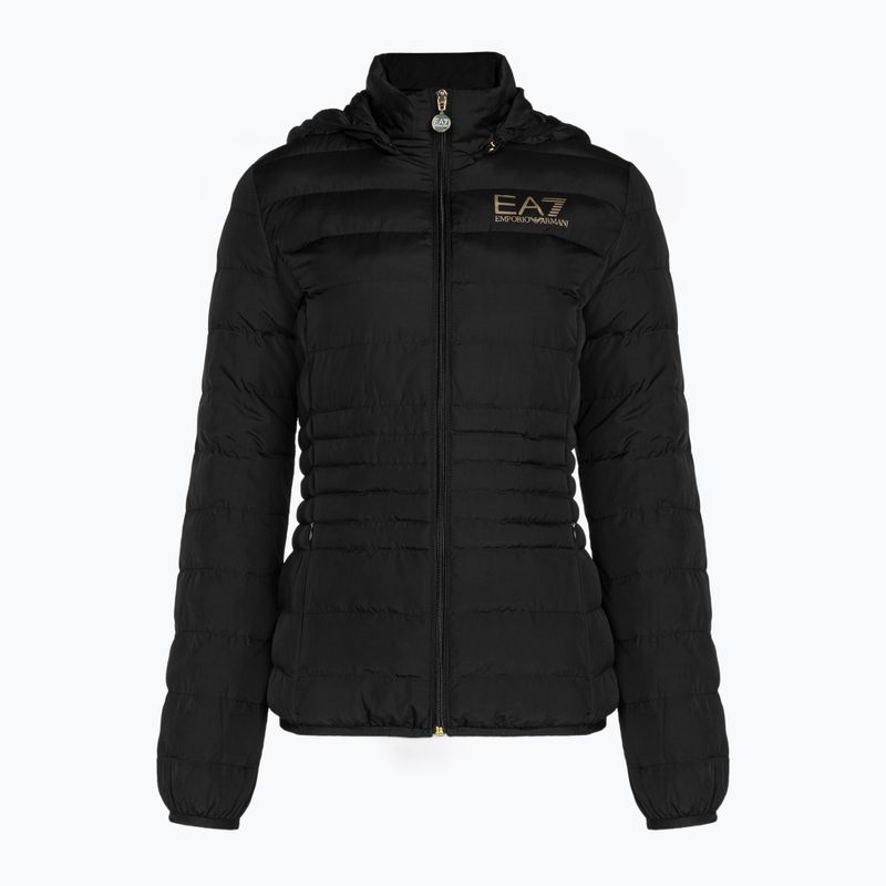 Kurtka damska EA7 Emporio Armani Train Core Lady Eco Down Hoodie black/logo light gold