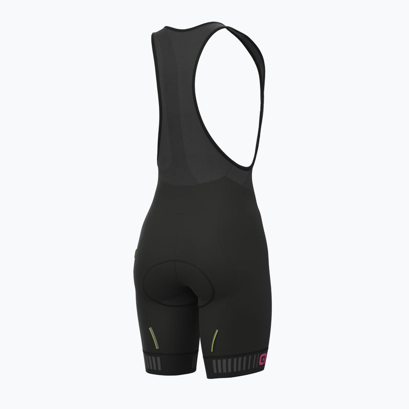 Spodenki rowerowe damskie Alé Traguardo Bibshorts black/fluo pink 2