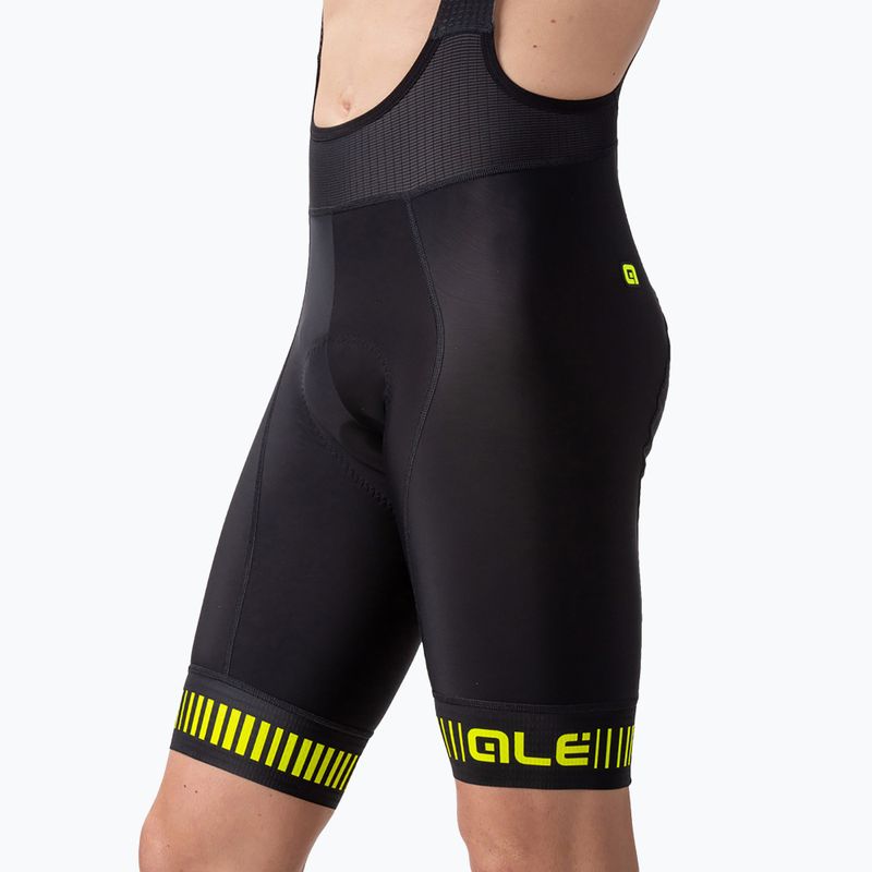 Spodenki rowerowe męskie Alé Strada Bibshorts black/fluo yellow 3