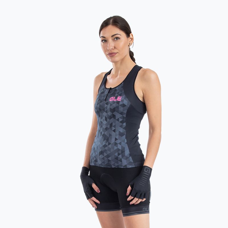Koszulka rowerowa damska Alé Top Triangles grey/black