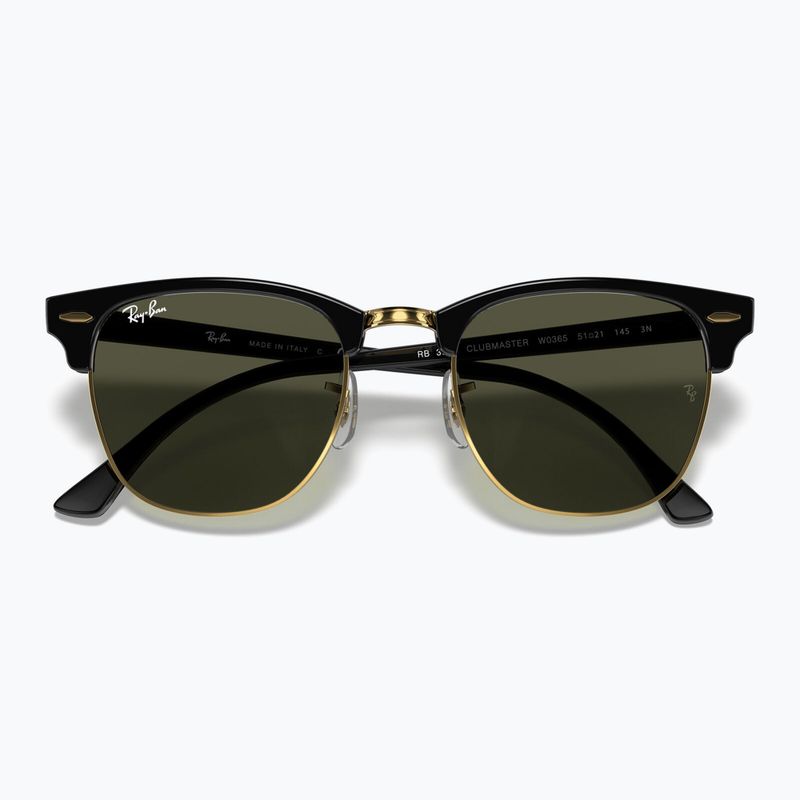 Okulary przeciwsłoneczne Ray-Ban Clubmaster Classic black/gold/green g-15 3