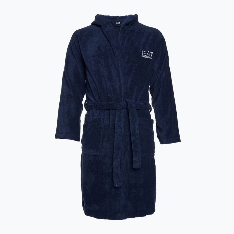Szlafrok EA7 Emporio Armani Water Sports Core blu navy/ bianco