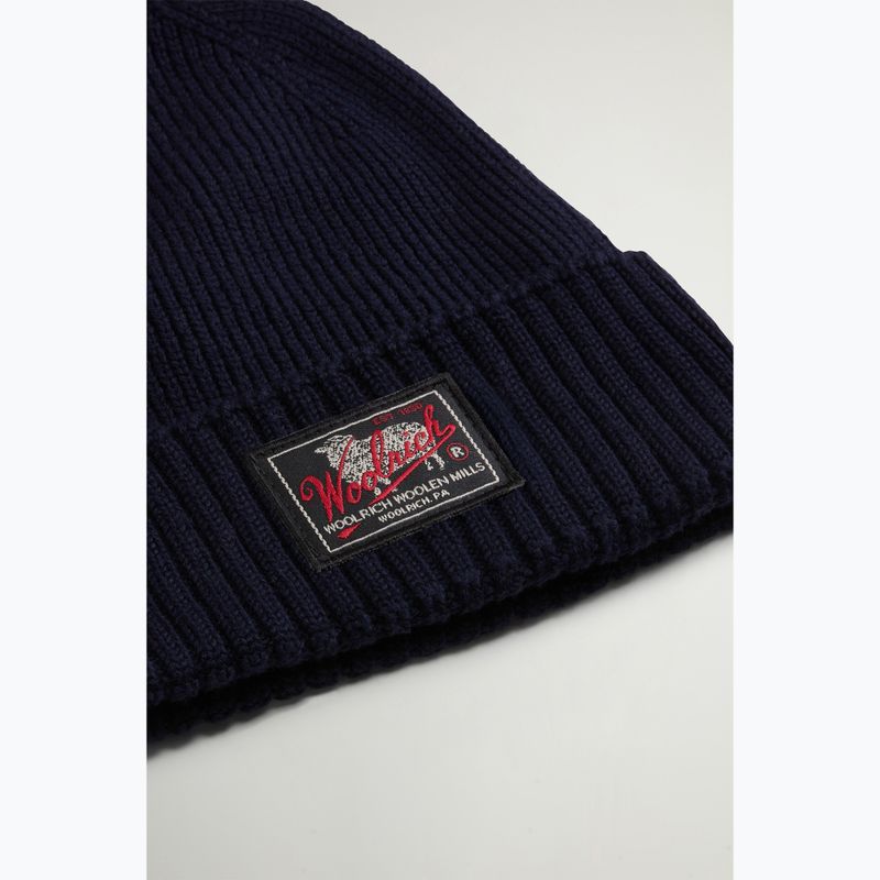 Czapka zimowa męska Woolrich Legacy Patch Beanie melton blue 3