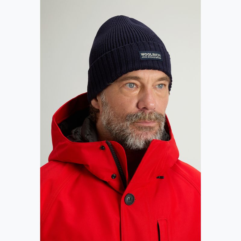 Czapka zimowa męska Woolrich Legacy Patch Beanie melton blue 4