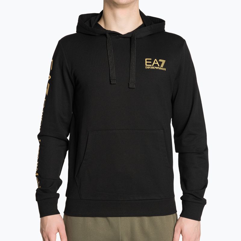 Bluza męska EA7 Emporio Armani Train Logo Series Hoodie Extended Logo Coft black/gold logo