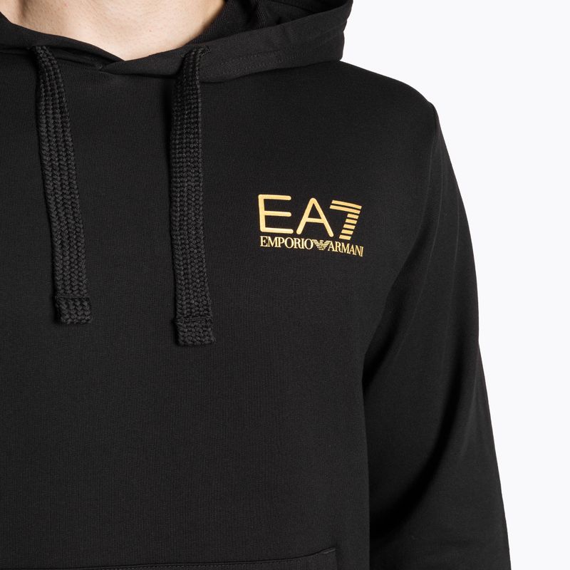 Bluza męska EA7 Emporio Armani Train Logo Series Hoodie Extended Logo Coft black/gold logo 3